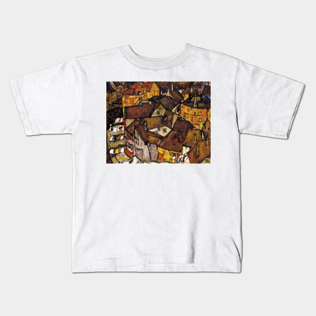 Egon Schiele Krumau Crescent of Houses (The small City V) Kids T-Shirt by pdpress